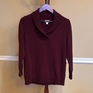 Market & Spruce Burgandy Cowl Neck Sweater